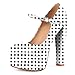 Eldof Women's Platform High Heels, Slip On Chunky Block Heels Round Closed Toe Platform Pumps Mary Jane Shoes for Dress Wedding Party 6 Inches Patent Polka Dot US Size 8.5