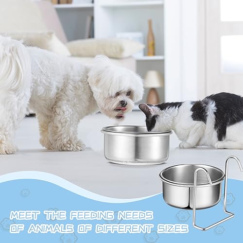 Layhit 6 Stück Edelstahl-Fressnapf mit Aufhänger, 284 ml, Hundehütte, Haustiernapf, kein Verschütten, Hundekäfig, Wassernapf, Hundehütte, Hundenapf, Kaninchenfutter für Käfig, Katzen, Vögel, Huhn,