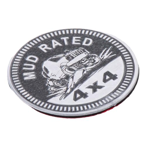 Image of BYOBYO 2PCS MUD Rated Badge Car Emblem, 4 x 4 Metal Automotive Badge 3D Round Car Badges Sticker Round Emblem Decals Decorations for Car, Trucks, SUV Accessories, 2.36in, Black
