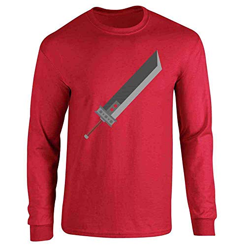 Pop Threads Fantasy Buster Sword Gamer Red L Long Sleeve Tee T-Shirt