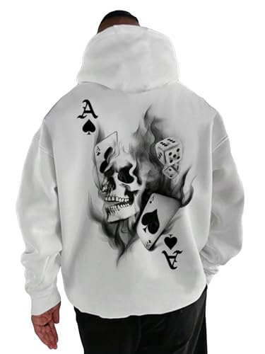 Floerns Men's Graphic Print Long Sleeve Hooded Neck Drop Shoulder Sweatshirt