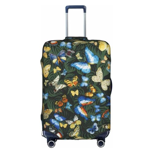 Green Leaf Colorful Butterfly Print Suitcase Protector Dust-Proof Case Men Women Travel Fits 18-32 Inch Luggage