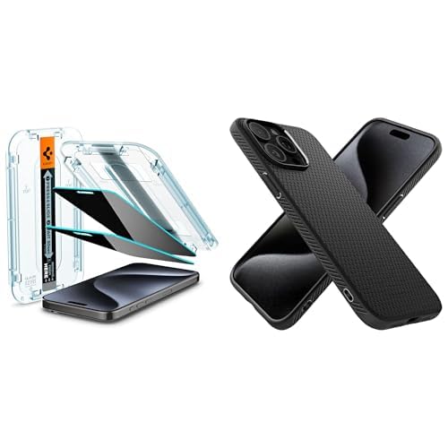 Spigen iPhone 15 Pro Hayalet Cam Ekran Koruyucu Kolay Kurulum GLAS.tR EZ Fit Privacy HD (2 Adet) - AGL06894 Spigen iPhone 15 Pro Kılıf