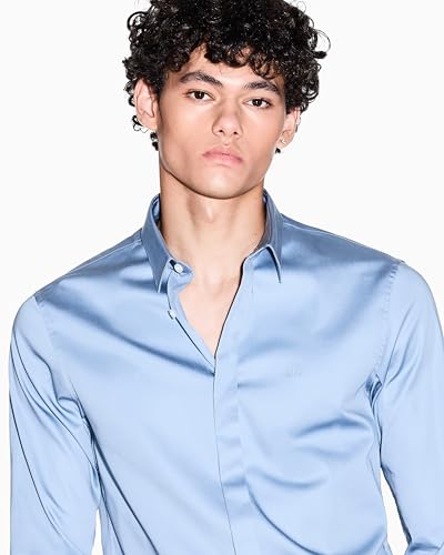 Armani Exchange Men's Long Sleeve Stretch Cotton-Satin Button Up2