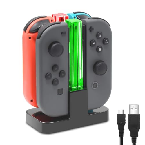 Image of FASTSNAIL Switch Controller Charging Dock for Nintendo Switch for JoyCons | 4-in-1 Fast Switch Charging Station for Joycon Controllers, Switch Charger Stand Accessories, LED Indicator, Charging Cable