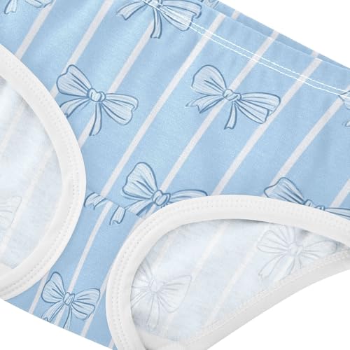 Wusikd Blue Bows Stripes Girls' Underwear Cotton Girls Briefs Soft Toddler Underwear 2T4