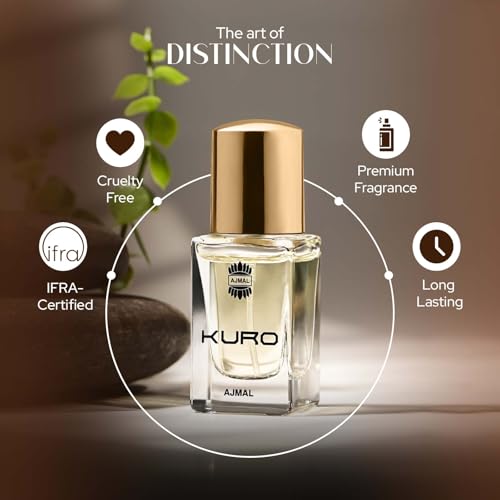 Image of Ajmal Kuro Long Lasting Perfume For Men | Travel Size Luxury Eau De Parfum - 14 ml | Premium Long Lasting woody Spicy Fragrance With Pepper, Patchouli & Bergamot