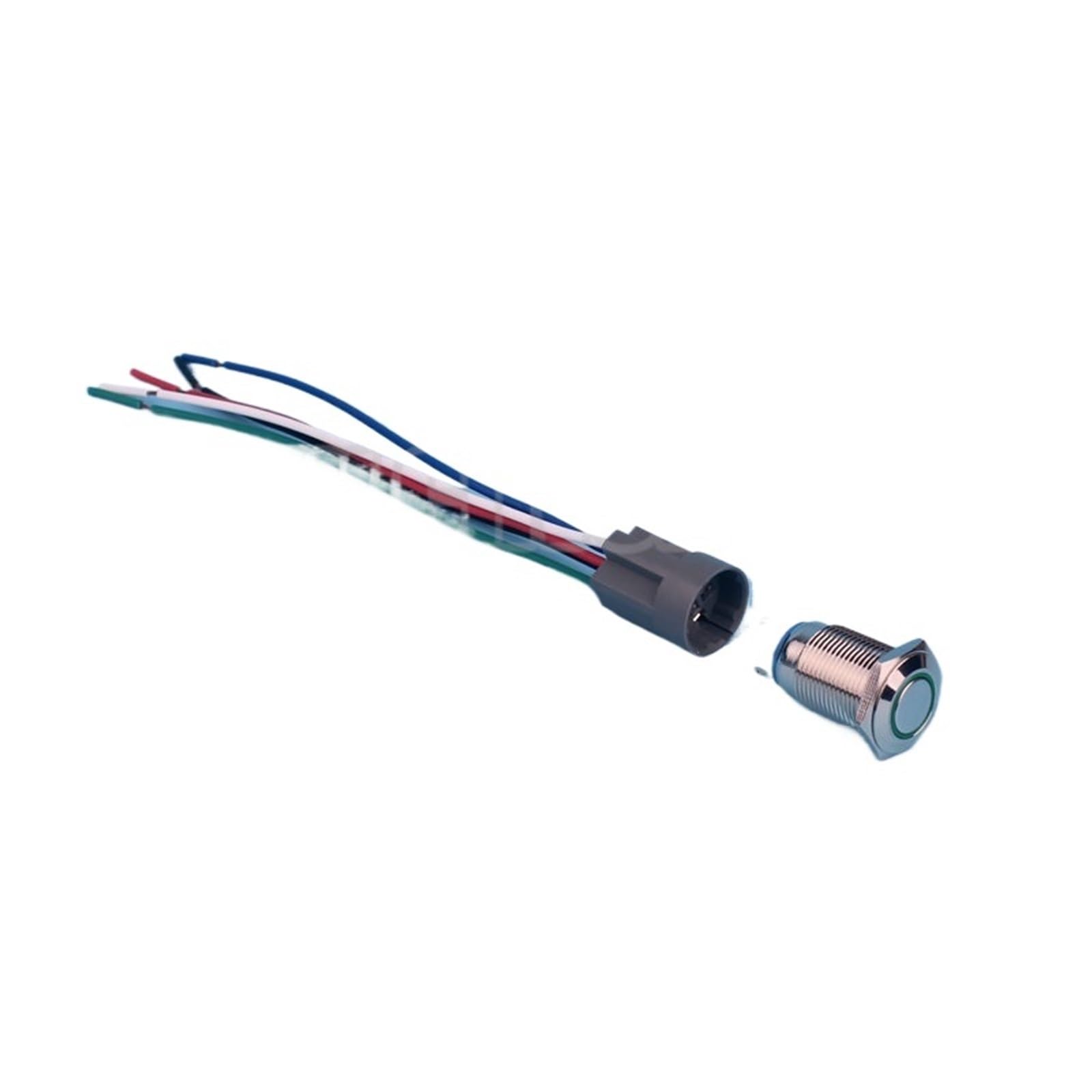 16 mm pierścień LED podświetlany IP67 ON-OFF zatrzaskowy metalowy przełącznik przyciskowy z wiązką przewodów 150 mm IDGTTLDF (12 V biała dioda LED, 36 V)