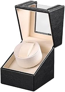 St.Oswalds Automatic Watch Winder Box Single 1 Slot Self Winding Watch Turner Rotator Display Case with Quiet Motor Black PU Leather Auto Mechanical Wrist Watches Shaker Battery Powered or AC Adapter