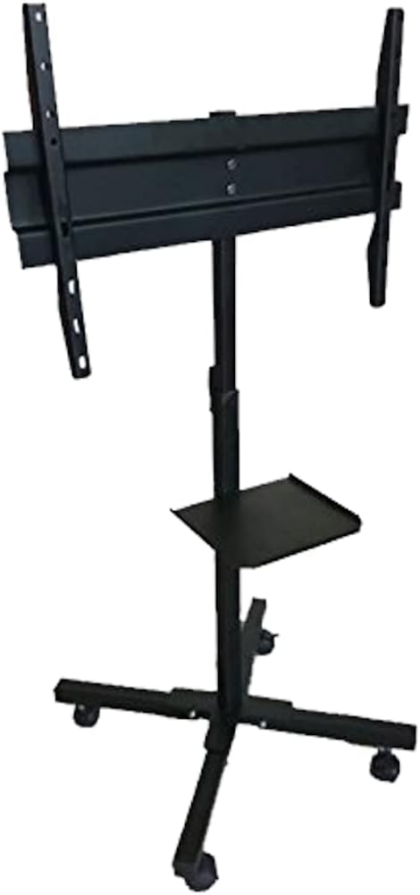Smart Shelter Universal TV Stand, Heavy Duty Floor Mount Trolley with Detachable Set Top Box Tray for LCD, LED, Televisions and Monitors 16" to 55", Height Adjustable, Metal, Capacity Upto 80Kg, Black