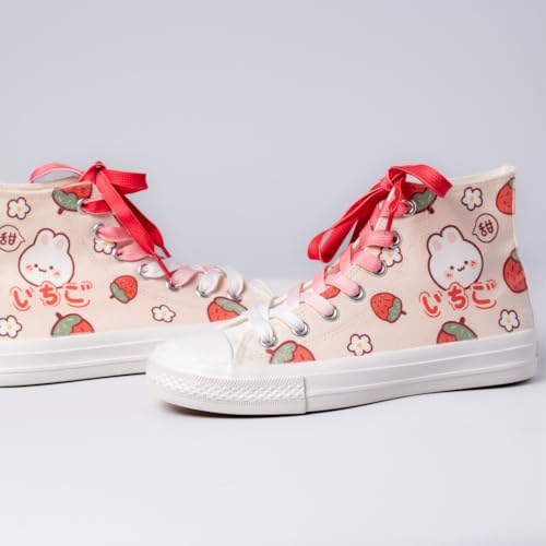 Bobo's House Kawaii Strawberry Bunny High Top Canvas Fashion Sneakers2