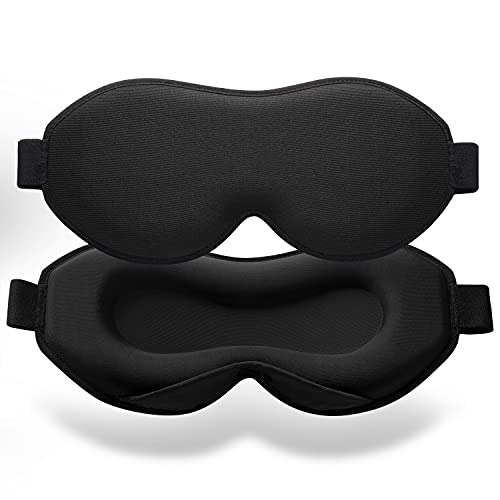 Sleep Mask, YFONG Women Men 3D Eye Mask for Side Sleepers, 2022 Sleeping Mask Blindfold, Light Blocking Eye Cover Soft Night Mask with Adjustable Strap, Eye Masks for Sleeping, Travel, Nap - Black