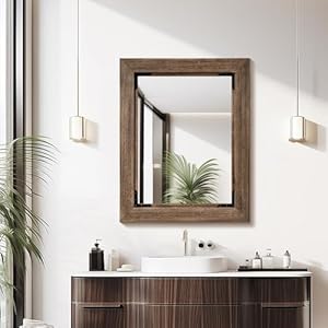   28x36-Solid-Wood-Bathroom-Mirror-Tempered-Glass-for-Wall-Mounted-Rustic-Wood-Frame-Wall-Mirror-Decorative-for-Living-Room-Bedroom-Vanity-Mirror-Rustic-Brown