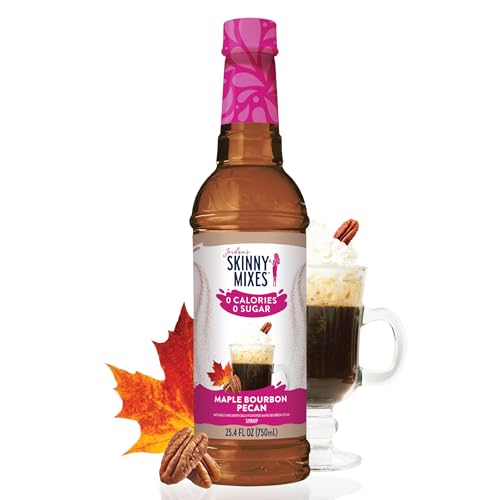 Jordan's Skinny Mixes Sugar Free Coffee Syrup, Holiday Maple Bourbon Pecan Coffee Flavoring Syrup, Zero Calorie Drink Mix for Lattes, Baking, Protein Shake, Dairy & Gluten Free, Kosher, 25.4 Fl Oz