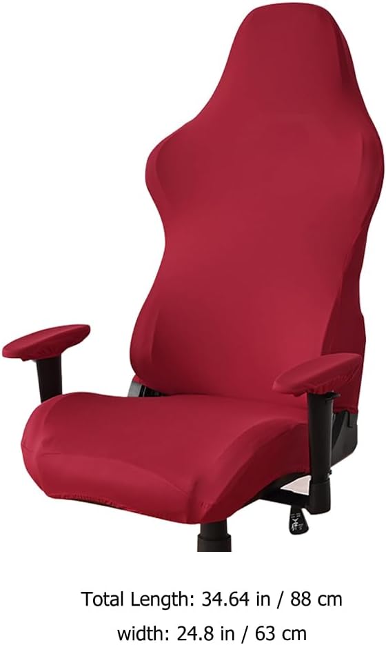 1 Set Washable Sliovers with Desk Rotating Armrest Cover Red Stretchable Office Gaming Elastic Seat Computer Covers of Furniture Chair Armchair Stretch Protector Removable Sliover