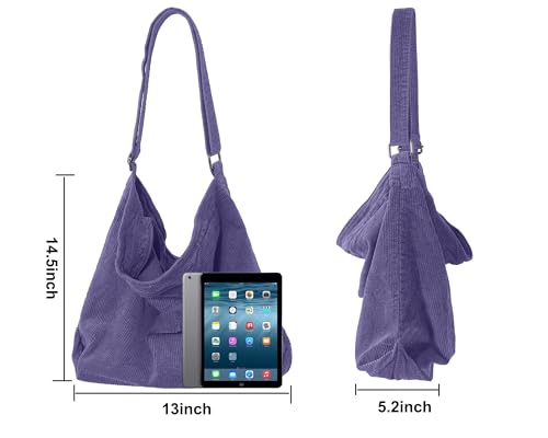 Image of 2026 Corduroy Tote Bag with Zipper Large Casual Handbags Shoulder Purse for Women