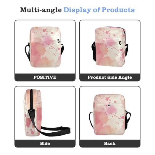 KLL Watercolor Abstract Splash-ink Peach messenger bags for women Vegan Leather men's shoulder bag Casual Shoulder Hand Bag For Woman4