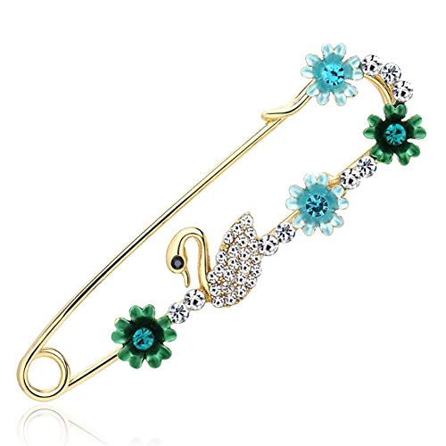LahAd Broschen Damen Sicherheitsnadeln Große Sicherheitsnadeln Schal-Broschen für Frauen Mode-Brosche Diamant-Brosche Diamante Brosche Green&Blue Cover