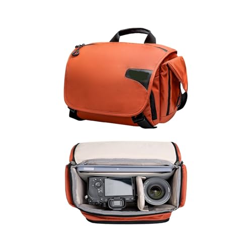 �J�����o�b�O �~���[���X �V�����_�[ �N���X�{�f�B �֗� ���œ_�����Y�Ή� �A�E�g�h�A �h��(Orange Camera Bag)