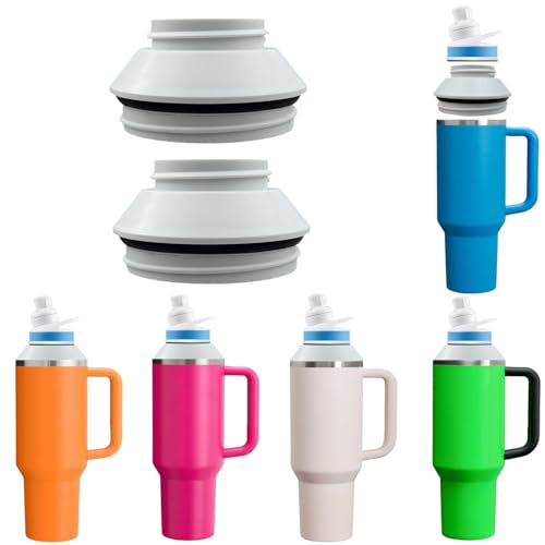 YJNAUPAI 1Pack-Tumbler Adapter for Stanley to Cirkul, Adapter Fits 40 Oz Stanley Quencher H2.0 FlowState Tumblers, BPA Free Plastic, Food Grade Silicone, Leak Proof(White)