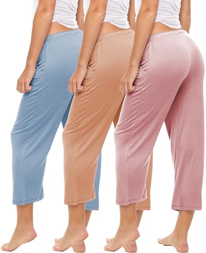 Image of Sexy Basics Women's Capri Lounge Pants | Stretch Comfort Soft Bottoms | Drawstring & Pockets | Multi Packs & Colors