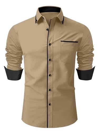 Image of Men's Regular Fit Casual Shirt, Solid Pattern, Slim Collar