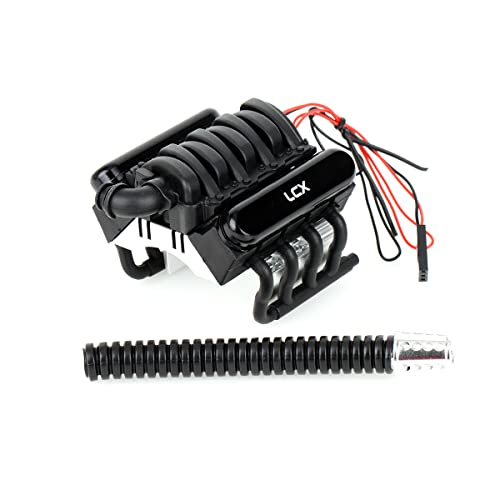 Lcx Racing 1/10Th Rc Crawler Car Cnc Machined Scale V8 Engine Cover Heatsink 36Mm Motor Radiator W/Fan For Rc Car Axial Scx10 Scx10Ii Wraith Trx4 Trx6 D90 #TOP23