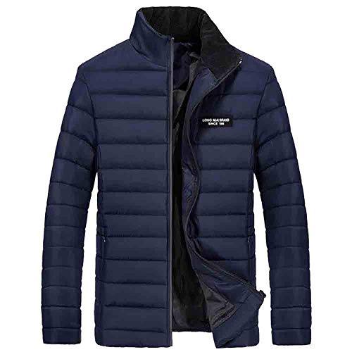 MEIbax Cazadora de Hombre Cremallera Abrigo de Invierno Caliente Chaqueta Capa Gruesa Mens otoño Invierno Color sólido Jersey de algodón Acolchado de Manga Larga Tops Blusa
