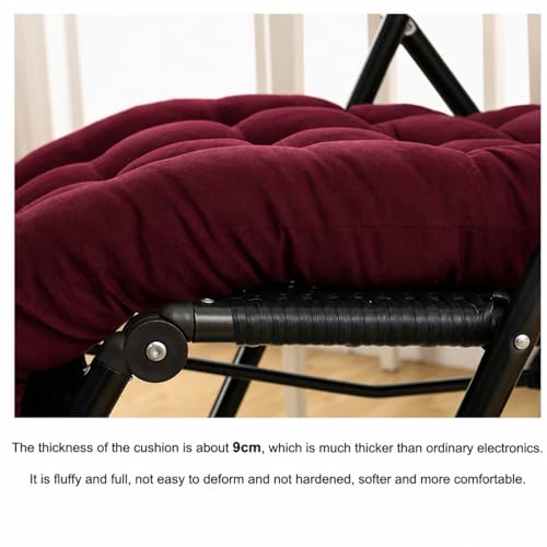 Image of KYNE Rocking Chair Cushion 18 x 50 Inch Thick Tufted Chair Cushion with Backrest and Seat Pad Soft Premium Fabric Polyester Filling Non Slip Indoor Outdoor Rocking Chair Replacement Cushion (Maroon)