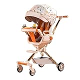 Tragbarer, faltbarer Kinderwagen mit Doppelbremse, atmungsaktivem Sitz und niedlichem Sonnenschirmmuster – kompaktes Design für einfaches Reisen
