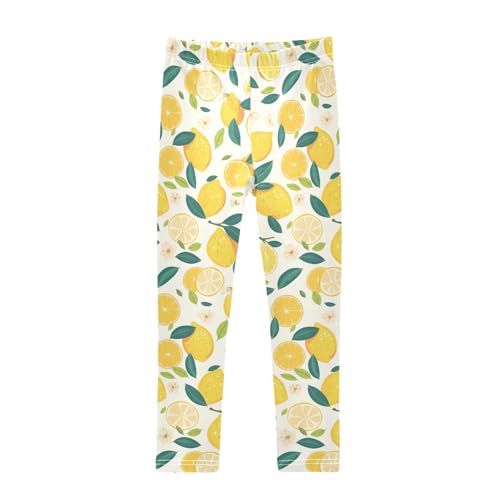 KLL Fresh Lemons Hand Drawn Doodle Little Girls Cotton Leggings Soft High Waisted Pants Exercise