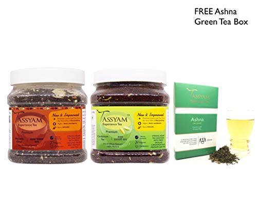 Image of Tassyam Strong Assam Chai Combo (with Free Premium Ashna Green Tea) | Total 750g