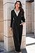 Dokotoo Loose Dressy Jumpsuits for Women Overalls Oversized Solid Color V Neck Wide Leg One Piece Long Sleeve jumpsuit Long Pant Romper with Pockets 2025 Fashion Black Large