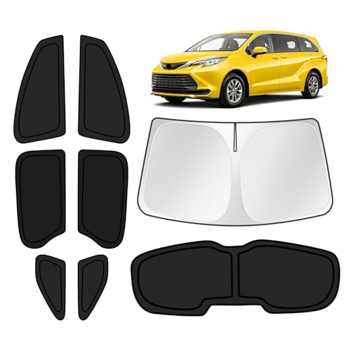 Image of KUST Car Window Shades for Toyota Sienna 2021-2024 2025 2026 Windshield Sun Shade Side Window Cover UV Block Privacy Protection Accessories for Camping Blackout Rear Back Full Set 8PCS