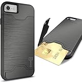 CoverON [SecureCard Series] Fit iPhone 8 Case with Card Holder, iPhone 7 Case, Protective Hard Hybrid Cover with Credit Card Slot and Kickstand Phone Case for Apple iPhone 8/iPhone 7 - Gunmetal Grey