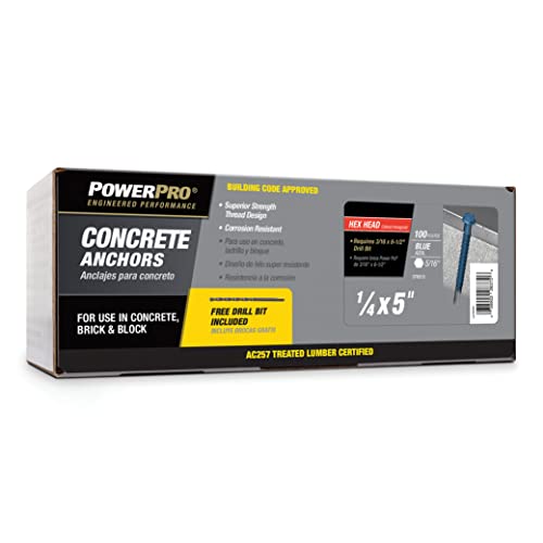 Power Pro Blue Hex Washer-Head Concrete Screw Anchors (1/4