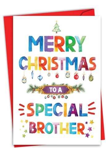 NobleWorks クリスマスグリーティングカード (兄弟) 5×7インチの封筒付き (カード1枚) メリークリスマス ホリデー スペシャル ブラザーホリデー C8721XSG