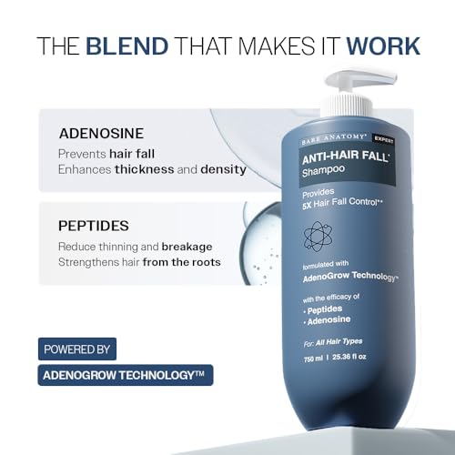 Image of Bare Anatomy Anti-Hair Fall Shampoo | Provides 5x Hair Fall Control | Adenosine, Procapil & Peptides | Strengthens Roots, Reduces Breakage & Cleans Gently | Sulphate & Paraben Free | Unisex | 750ml