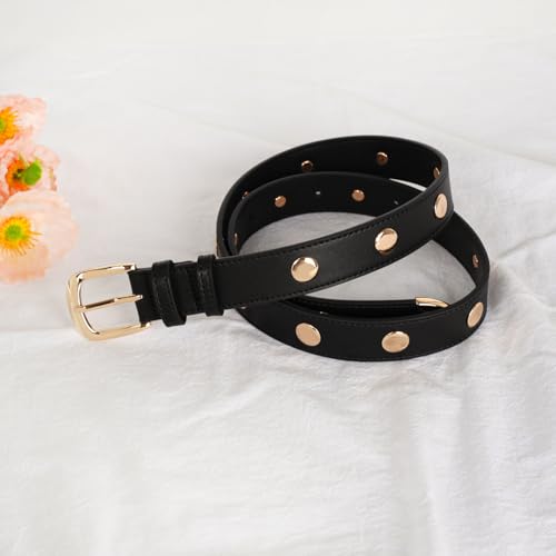 Image of Aurolran Women's Leather Belt with Buckle - Ideal for Dresses, Jeans, and Coats