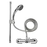 Croydex Shower Head and Hose Mixer Set with Riser Rail - 1.5m Shower Hose and Handset with Rub Clean Nozzles, Easy Install Wall Mounted Rail for Bathrooms - Ideal Hot & Cold Water Mixer (Chrome)