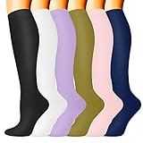 6 Pack Copper Compression Socks (15-20mmHg) for Women & Men - Best Medical,Running,Travel,Nurse Socks