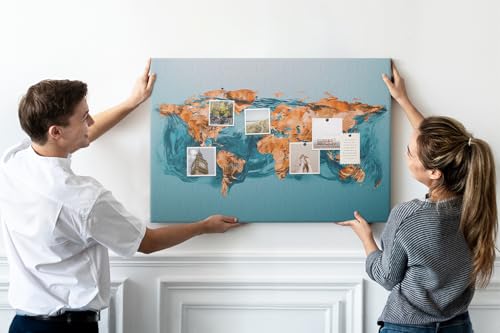 Tableau en liège horizontal 100x70 cm avec motif carte du monde pour vos documents - 5