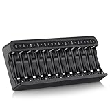 POWEROWL 12 Bay AA AAA Battery Charger, USB High-Speed Charging, Independent Slot, for Ni-MH Ni-CD Rechargeable Batteries