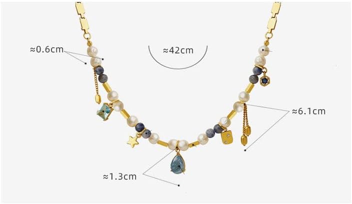 14k Gold Freshwater Pearl Pendant Necklace for Women,Sparkling Natural Gemstone Gold Chain Choker Necklace,Fashion Jewelry Gift for Her