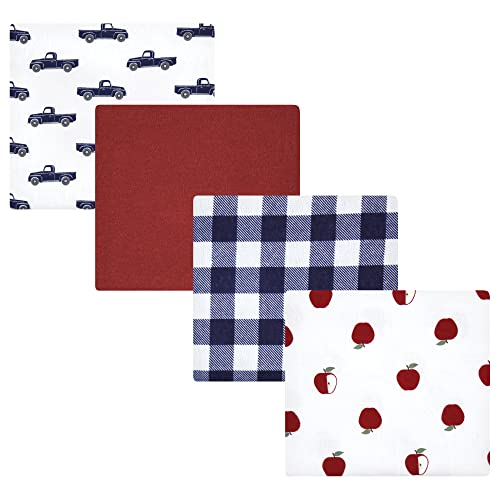 Image of Hudson Baby Unisex Baby Cotton Flannel Receiving Blankets, Apple Orchard, One Size