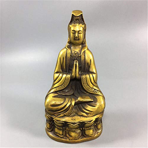 Statue Guanyin en cuivre pur 17cm pour réduire le stress et purifier l'énergie de la maison