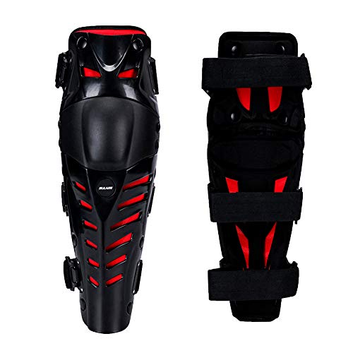 Outigu Knee Pads, Motorcycle Knee Protective Knee Shin Guards, Adjustable Long Leg Sleeve Antislip Protector Knee Pads Motorcycle (Black-Red)