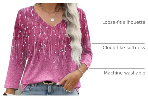 Image of Zeagoo 3 /4 Length Sleeve Womens Tops Casual V Neck Shirts Soft Basic Tees Business Work Blouses
