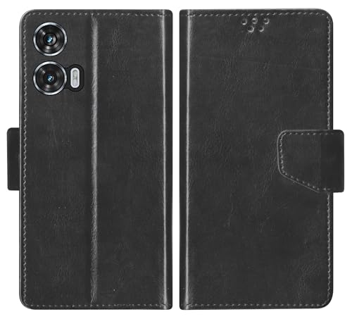 Image of SBMS Flip Cover for Motorola Moto Edge 50 Fusion 5G / Moto G96 / Moto G85 Flip Cover Case Back Cover Case with Magnatic Closure | Inbuilt Stand | Card & Money Pocket (Black)