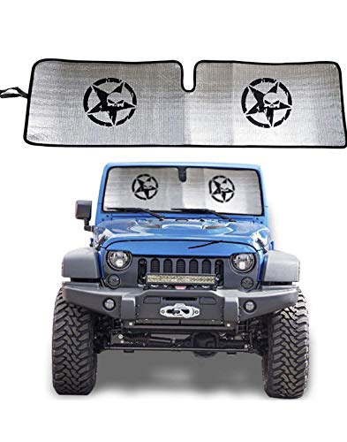Carps Windshield Sunshade for 2007-2018 Jeep Wrangler Sun Shade Heat Shield Sun Visor